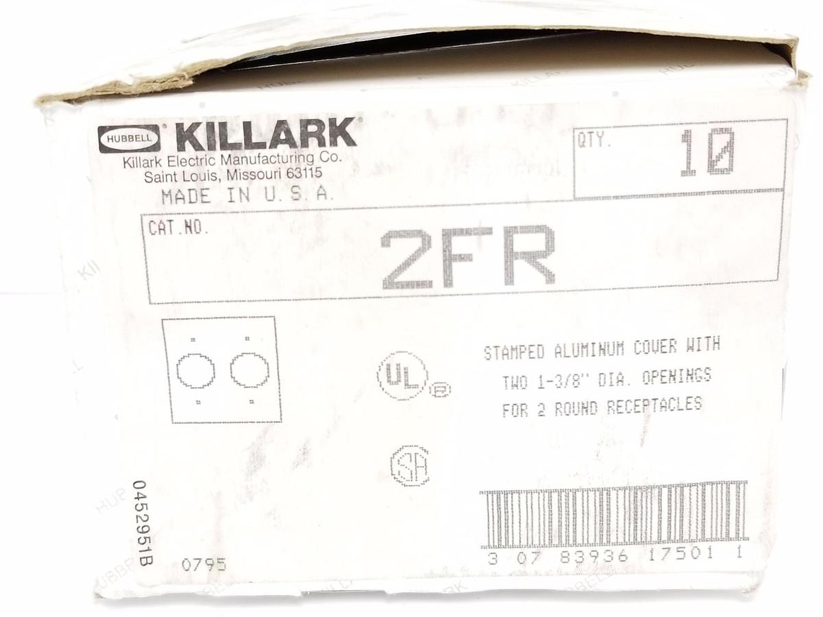 NIB HUBBELL KILLARK 2FR STAMPED ALUMINUM COVERS (BOX OF 10)