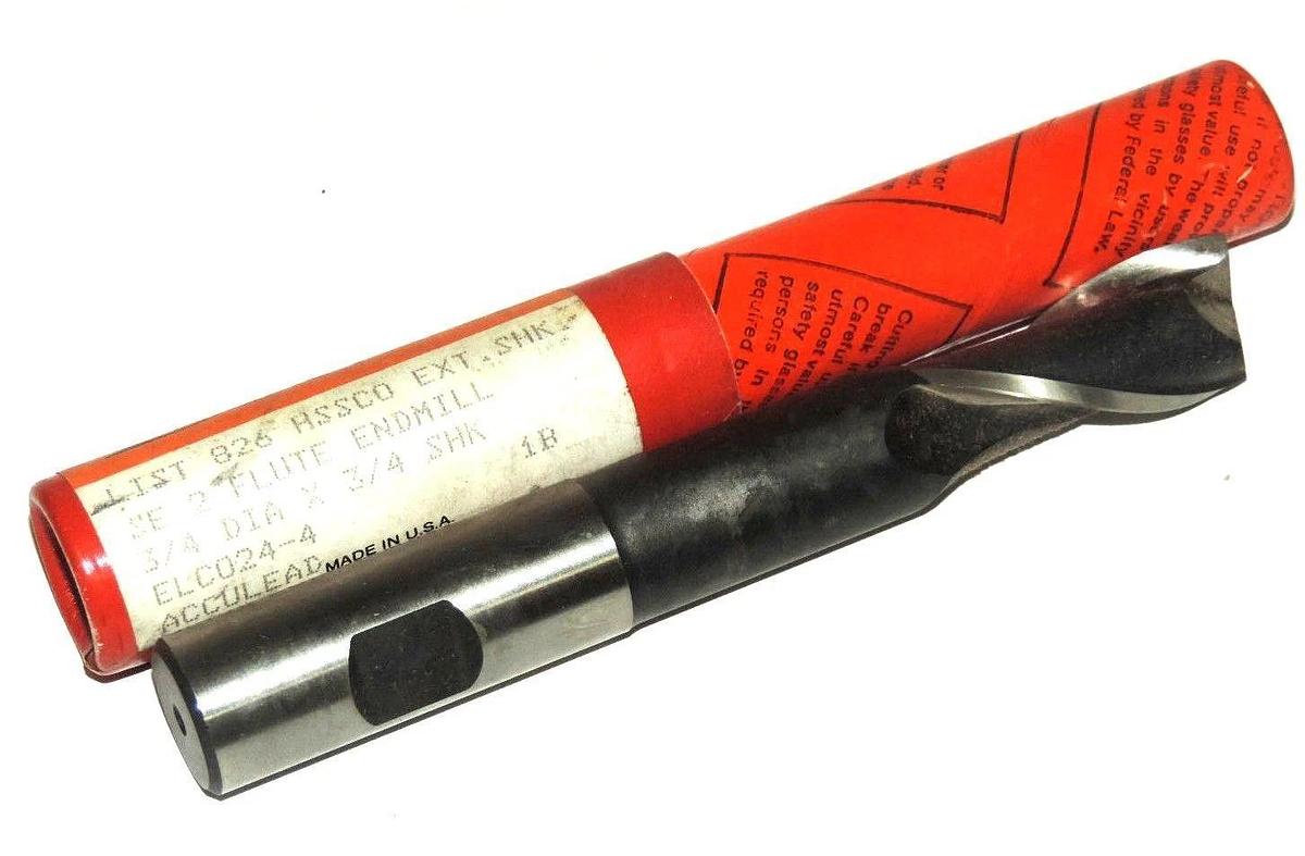 Used NEW BRUBAKER LIST 826 HSSCO EXT. SHK. 3/4" ACCULEAD SE 2 FLUTE END MILL ELCW024