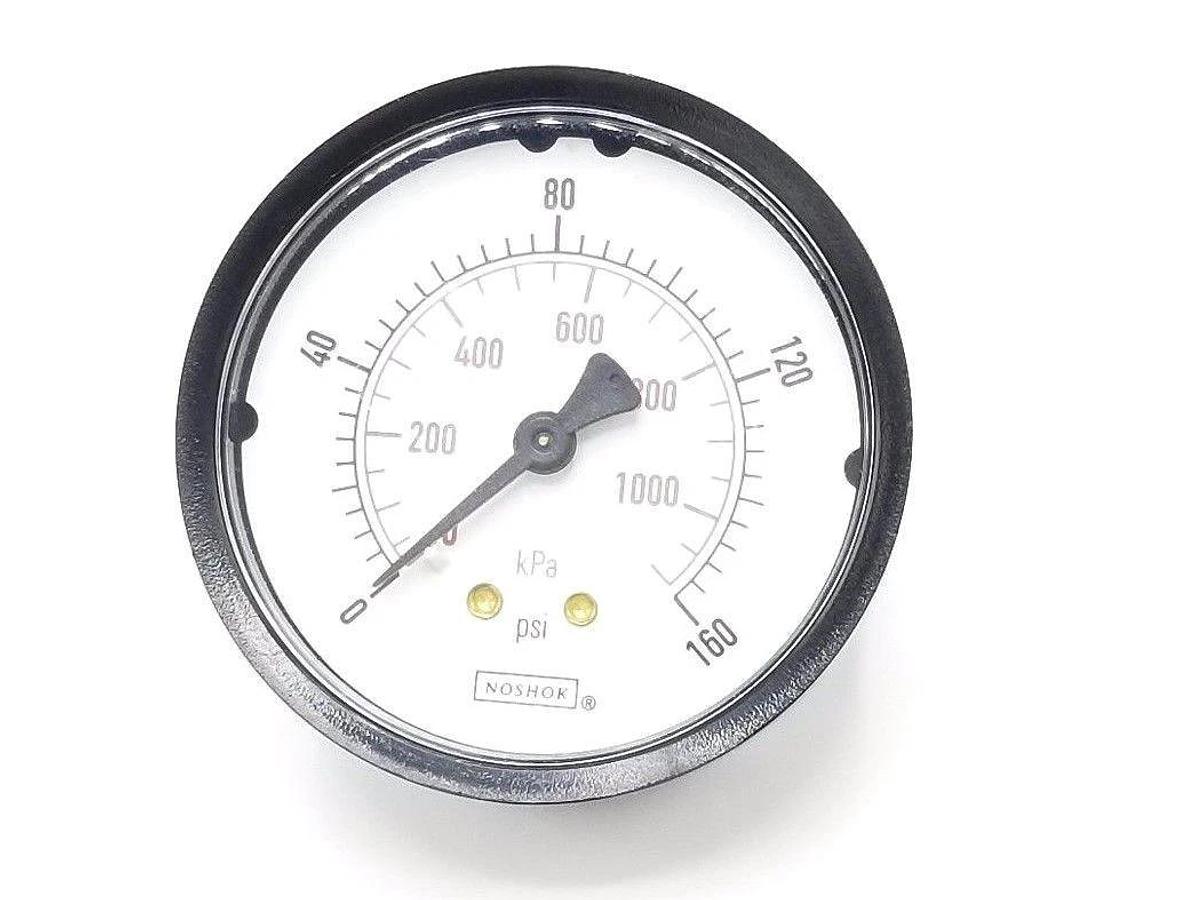 Used NOSHOK 0-160 PSI GAUGE 0-1100 KPA, 1/2'' NPT
