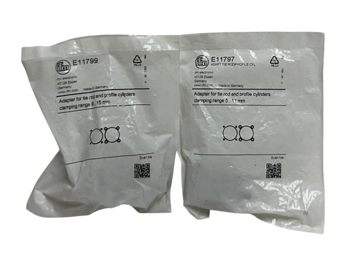 Used 2 IFM E11799 / E11797 OEM ADAPTERS FOR TIE ROD AND PROFILE CYLINDERS NSFS