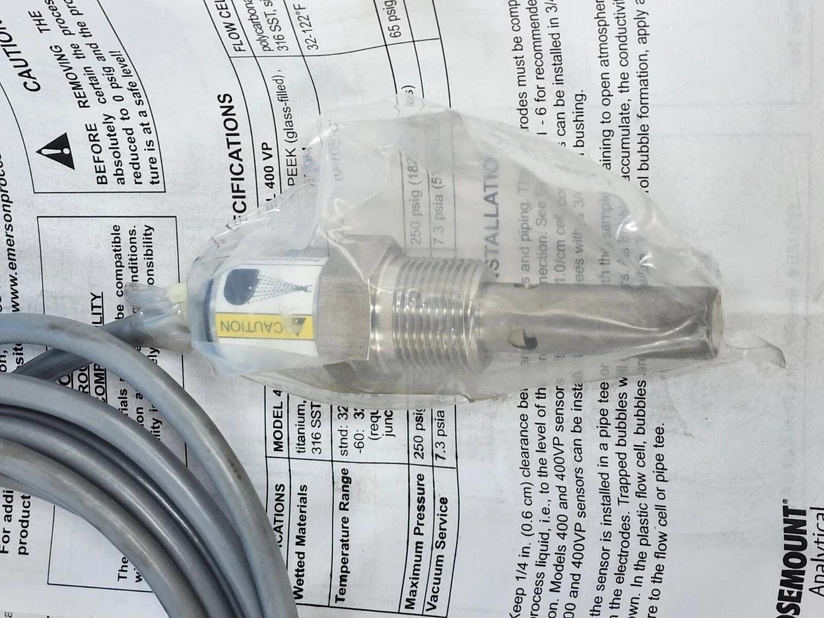 Used NEW ROSEMOUNT 400-11 / 40011 CONDUCTIVITY SENSOR ASSY 400 SNSR REV. K 0400-11