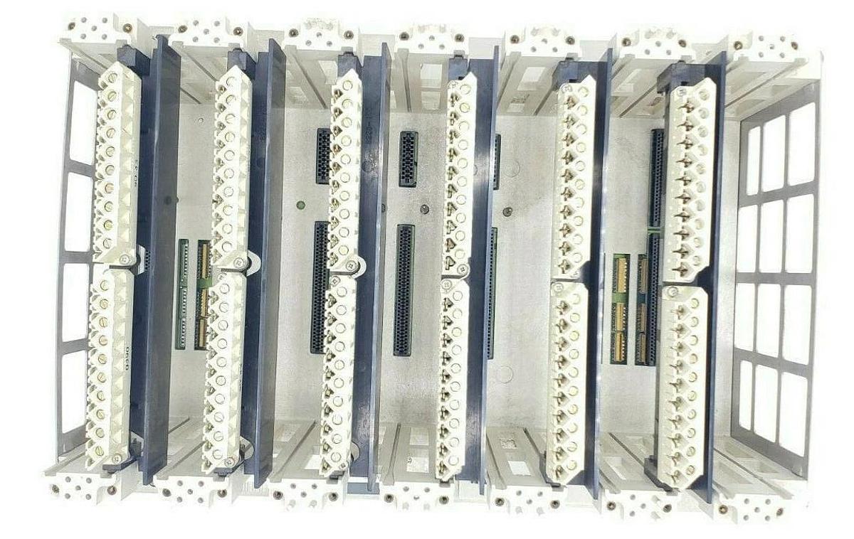 Used MODICON AS-9534-002 984 SERIES 7-SLOT CHASSIS RACK AS-H819-209 W/ WIRING ARMS