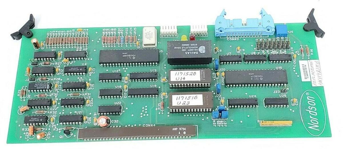 Used NORDSON 105781B PC BOARD 100822, REPLACEMENT P/N: 119215B W/ 117151B & 117152B