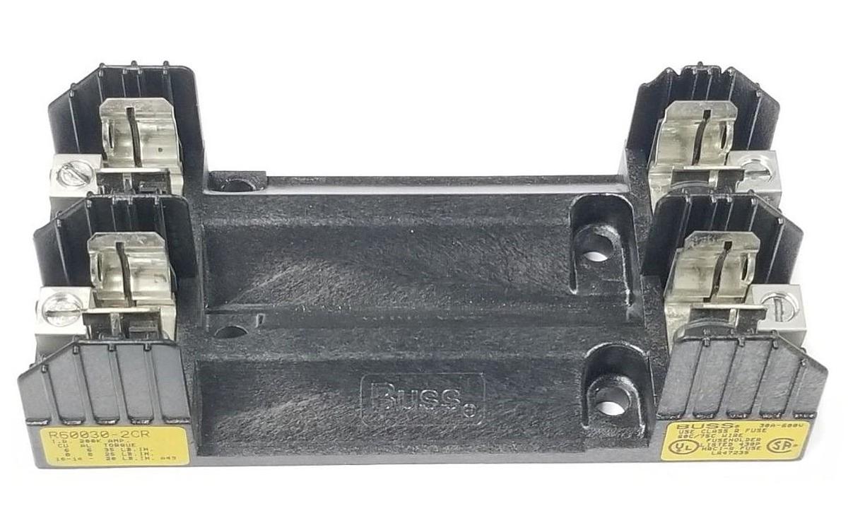 Used NEW COOPER BUSSMANN R60030-2CR FUSE BLOCK CLASS-R 30AMP, 2POLE, 600V