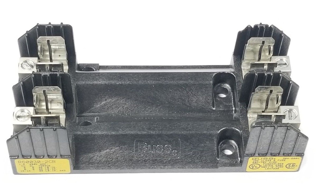 Used NEW COOPER BUSSMANN R60030-2CR FUSE BLOCK CLASS-R 30AMP, 2POLE, 600V