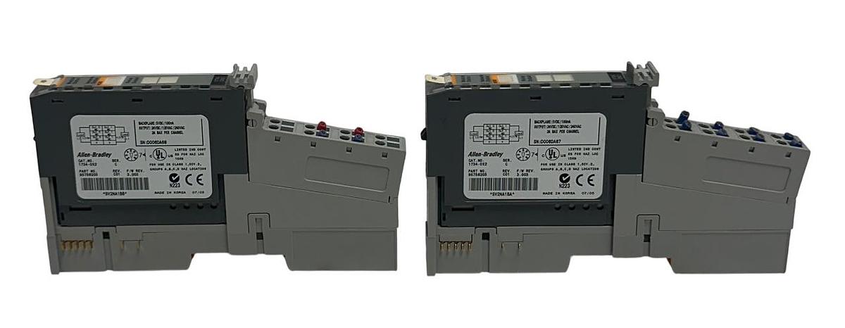 Used 2 ALLEN BRADLEY 1734-OX2 /C POINT I/O RELAY OUTPUT MODULES W/ 1734-MB /A USNP