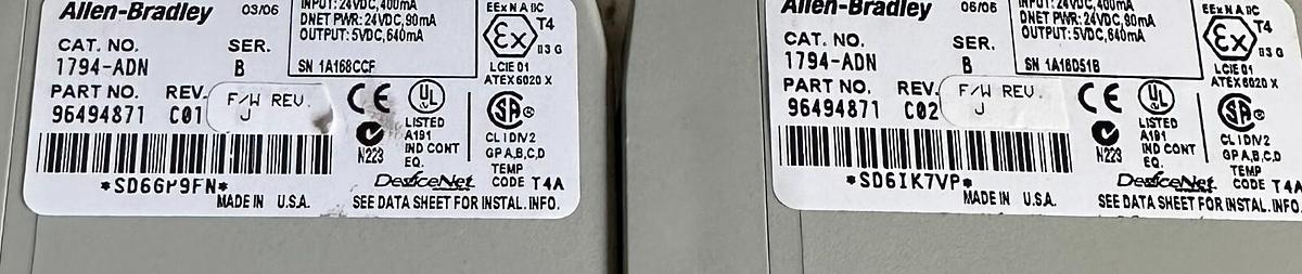 Used 4 ALLEN BRADLEY 1794-ADN /B Flex I/O DeviceNet NETWORK ADAPTER MODULES 1794ADN