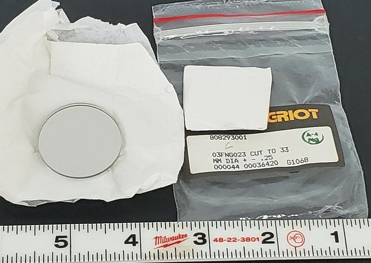 Used LOT OF 2 NEW MELLES GRIOT 808293001 LIGHT FILTERS (03FNG023 CUT TO 33MM DIA.)