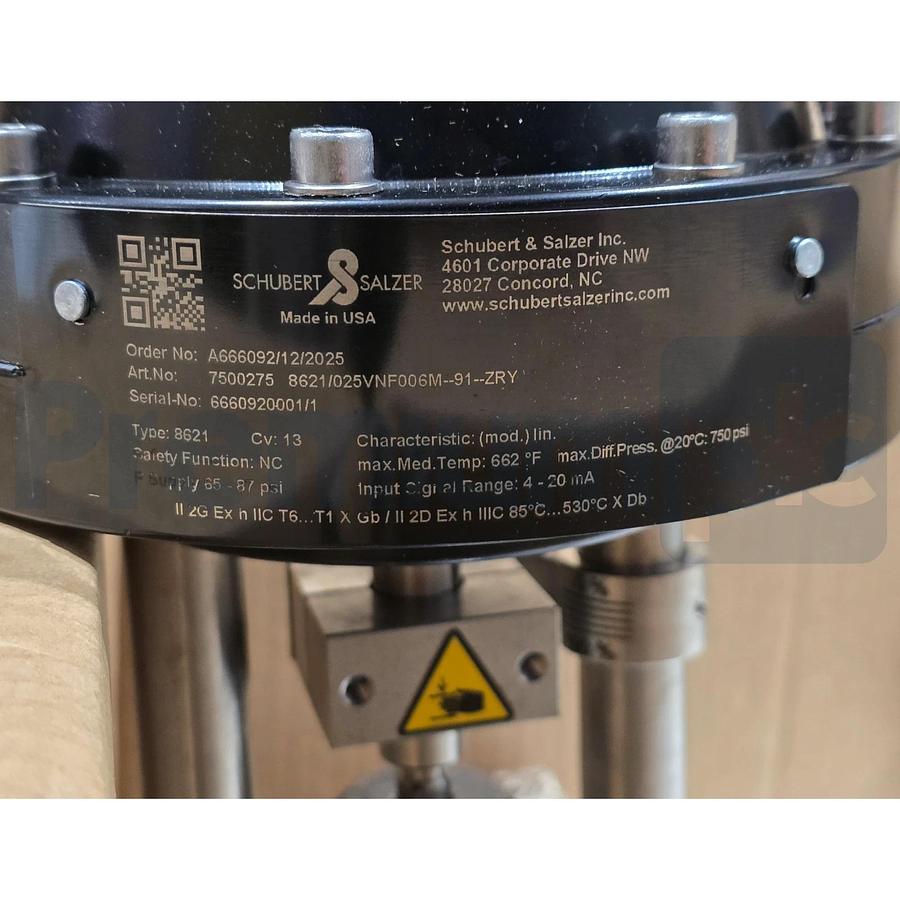 Schubert & Salzer 8621 GS3 Sliding Gate Valve 1" w/ 8049-2 Digital Positioner
