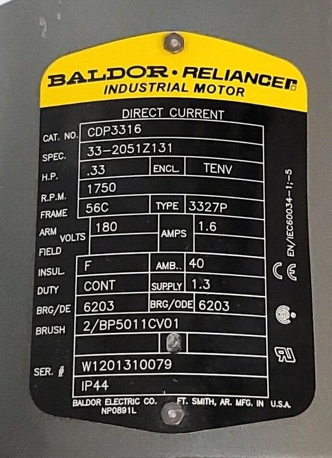 Used NEW BALDOR RELIANCE ELECTRIC CDP3316 PERMANENT MAGNET MOTOR .33HP 1750RPM