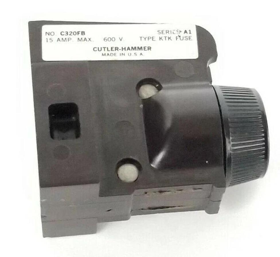 Used CUTLER HAMMER C320FB FUSE HOLDER SER. A1 600V 15A W/ KTK-15 FUSE