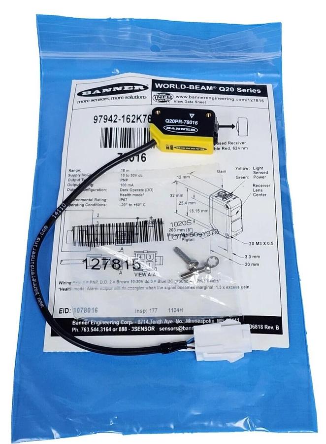Used NEW BANNER 97942-162K767H01 WORLD-BEAM Q20 SERIES SENSOR 10-30VDC