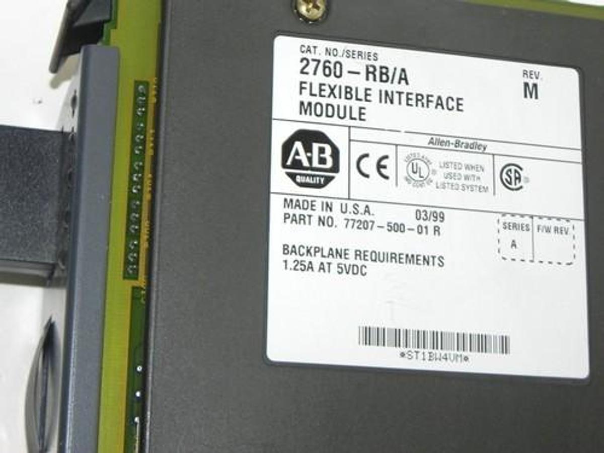 Used ALLEN BRADLEY 2760-RB/A FLEXIBLE INTERFACE MODULE SER. A W/ 2760-SFC2 MODULE