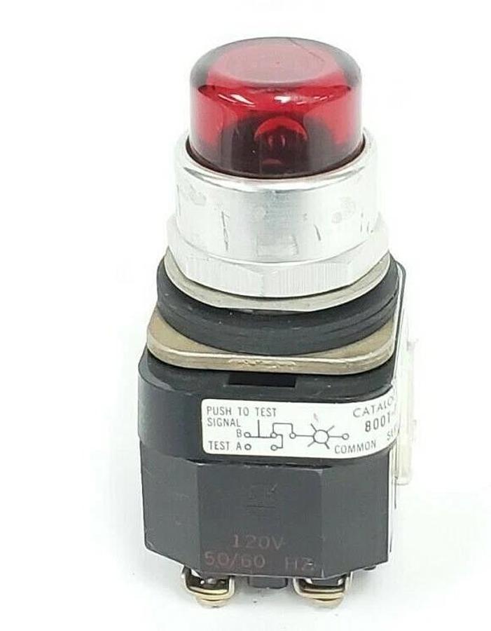 Used ALLEN BRADLEY 800T-PT26 PUSH BUTTON RED LENS SER. N W/ 800T-XA SER. C CONTACT