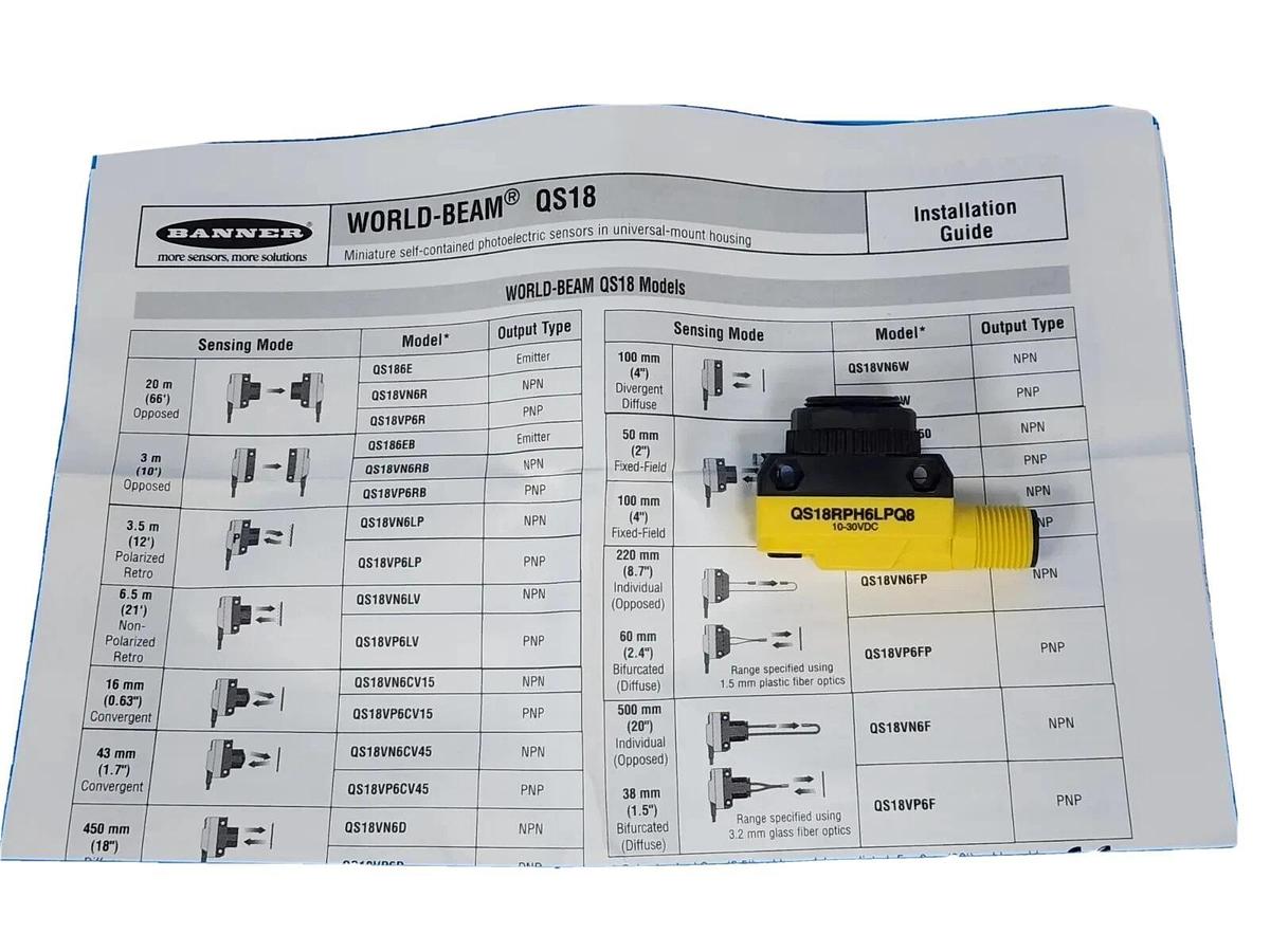 Used NIB BANNER QS18RPH6LPQ8 PHOTOELECTRIC SENSOR 81541, 10-30VDC