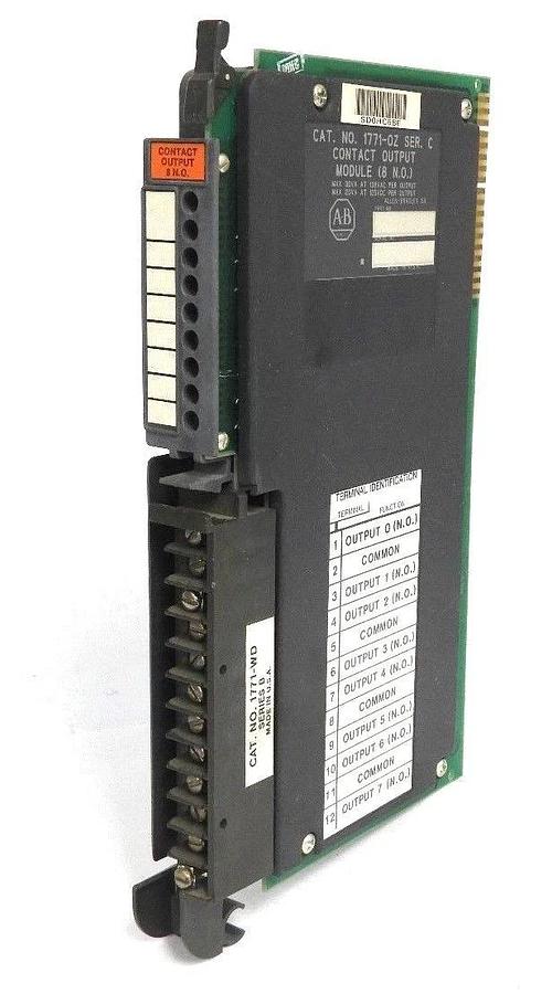 Used ALLEN BRADLEY 1771-OZ CONTACT OUTPUT MODULE (8 N.O) SER. C W/ 1771-WD