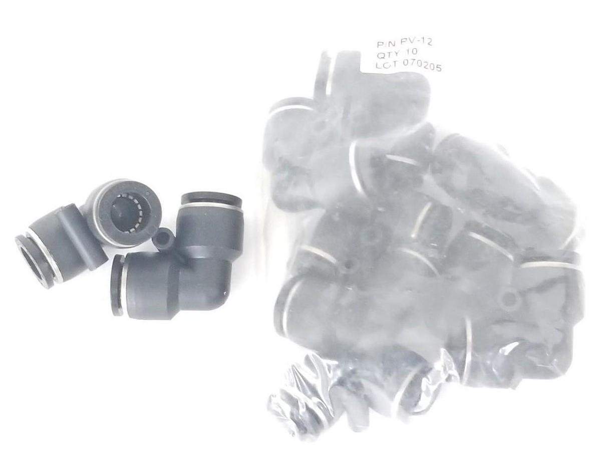 LOT OF 10 NEW PISCO PNEUMATICS PV-12 FITINGS, 12MM, ELBOW, PV12