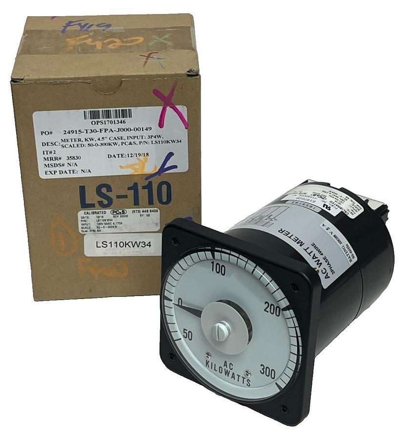 PC&S LS-110 Kilowatt Meter LS110KW34 | 120V 5A | Scale 50-0-300KW 3P4W , NSMP