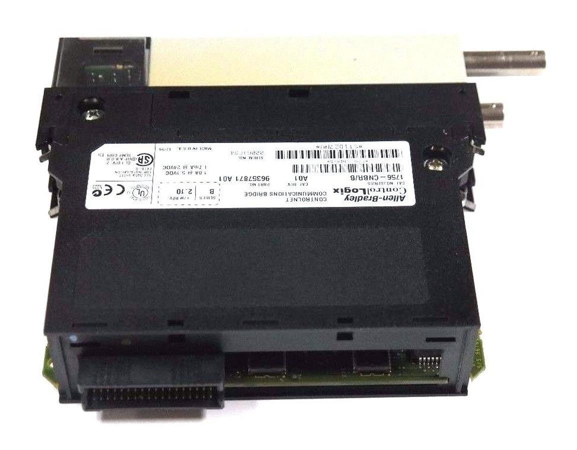 Used ALLEN BRADLEY 1756-CNBR SER. B CONTROLNET MODULE CAT. REV. A01, F/W REV. 2.10