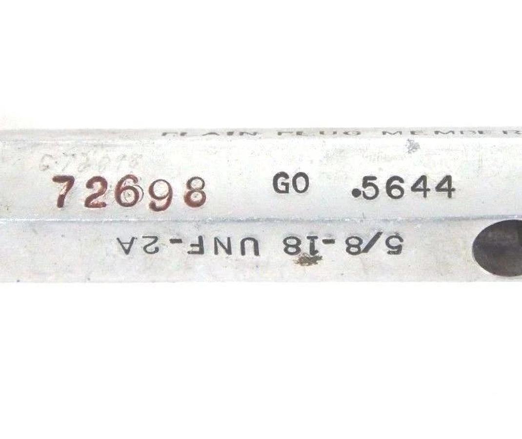 Used JOHNSON GAGE CO. 5/8-18 UNF-2A THREAD PLUG GAGE GO 0.5644 NO GO 0.5889
