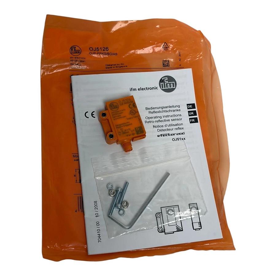IFM Electronic OJ5126 OJP-FPKG/SO/AS Photoelectric Retro-Reflective Sensor New