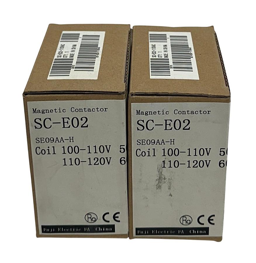 Used 2 FUJI ELECTRIC SC-E02P-110VAC / SC-E02-110VAC / SC-E02 CONTACTORS SE09AA-H NSMP