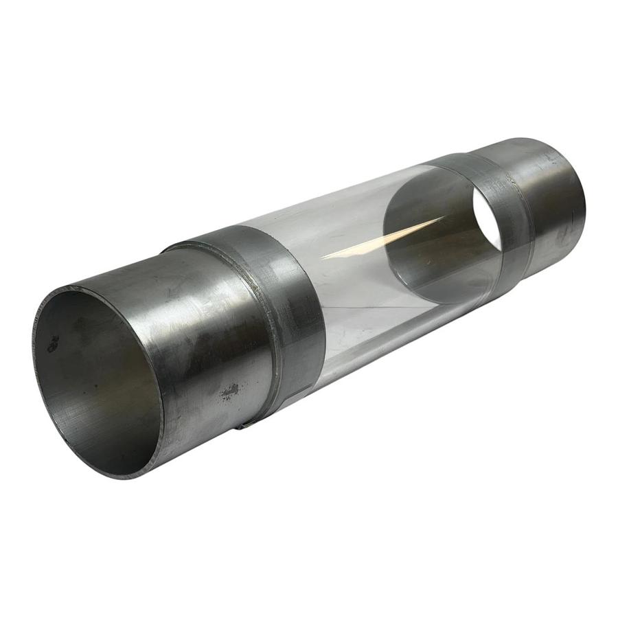 Pneumatic Conveying Acrylic Sight Glass Coupler 4" OD 16" L Stainless Steel New