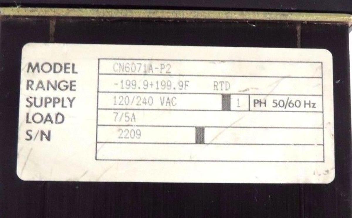 Used OMEGA  CN6071A-P2 TEMPERATURE CONTROLLER 120/240VAC, 50/60HZ, 7/5A,  CN6071AP2