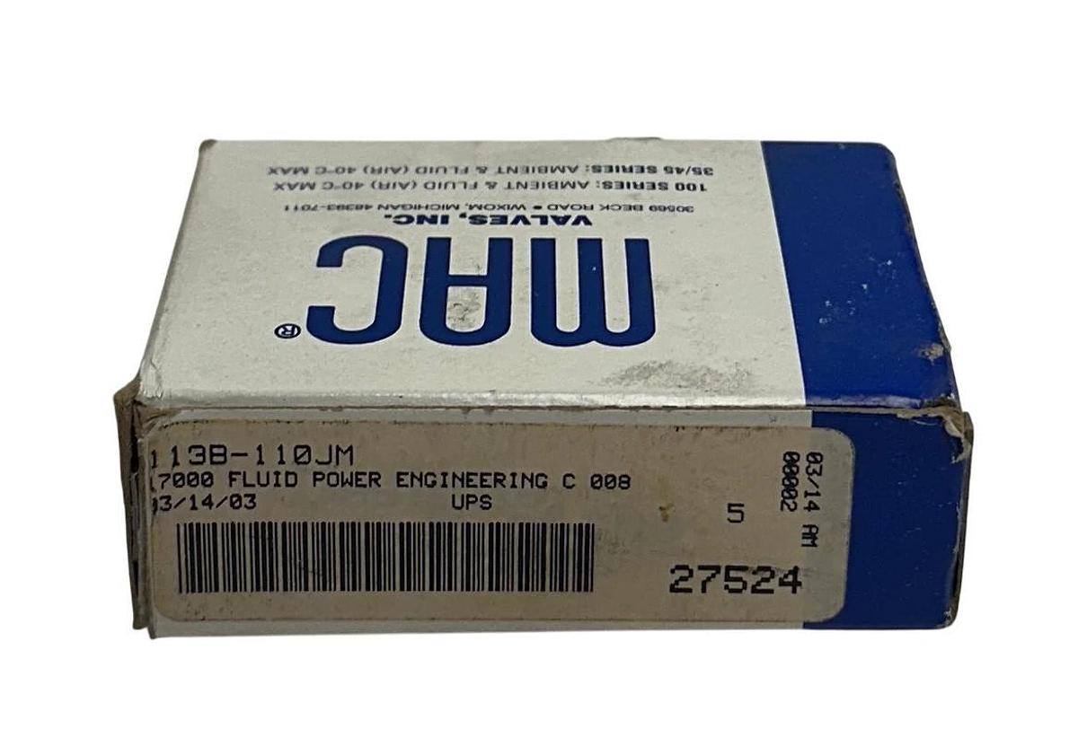 MAC VALVES 113B-110JM / 113B110JM SOLENOID VALVE 3-WAY 110-120VAC 50/60Hz NSMP