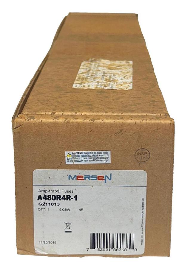 Used NEW SEALED MERSEN A480R4R-1 / G211813 Amp-trap CURRENT LIMITING FUSE 5.08kV NSFS