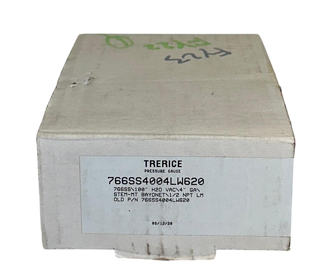 Used TRERICE 766SS4004LW620 / 766SS VACUUM GAUGE 0-100'' H2O VAC 4'' GAUGE SS NSMP
