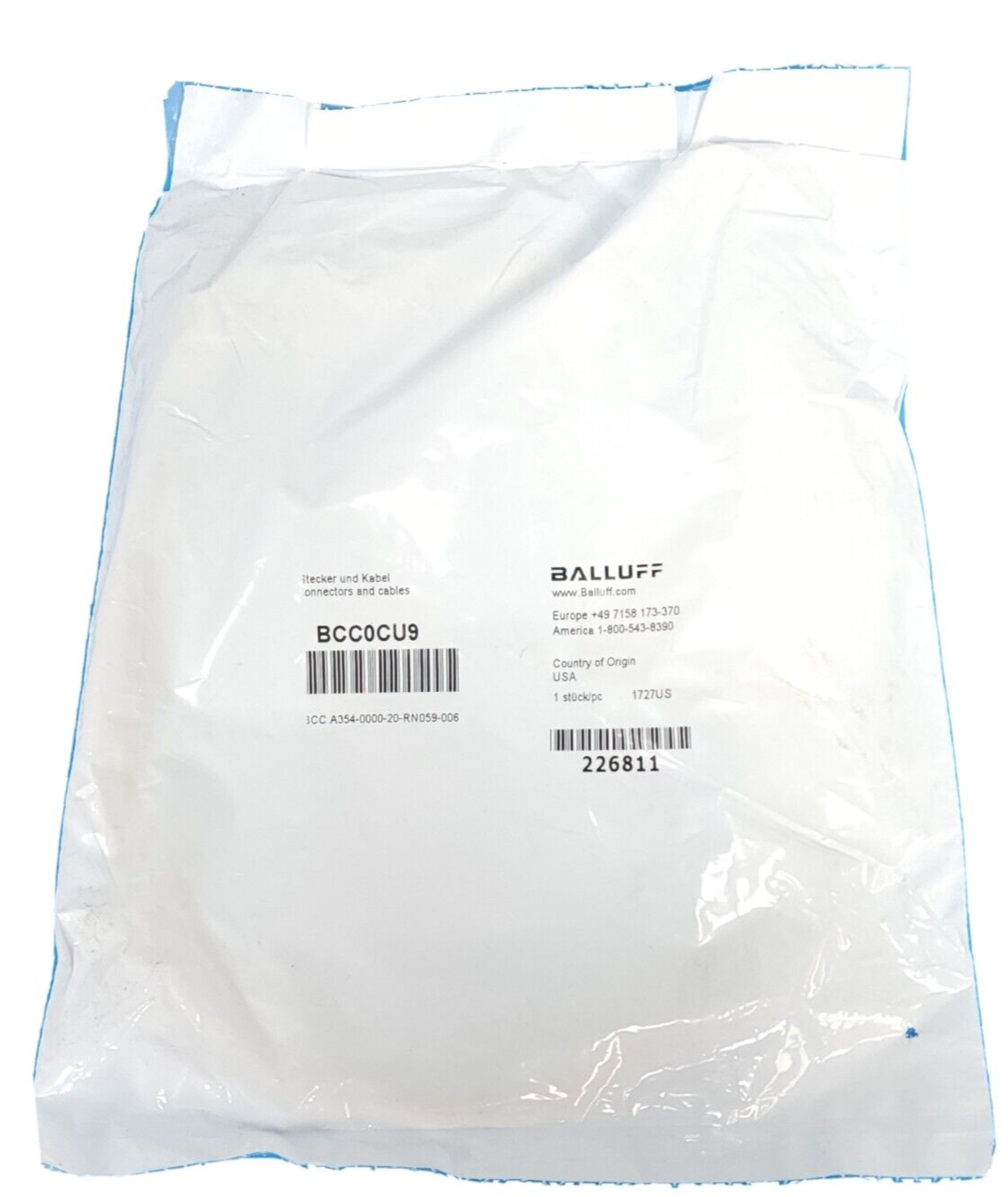 NEW BALLUFF BCC A354-0000-20-RN059-006 (BCC0CU9) RECEPTACLE