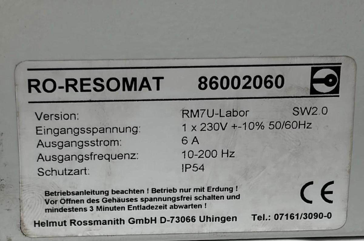 Used Rossmanith RO-RESOMAT RM7U-Labor Vibration Controller 86002060