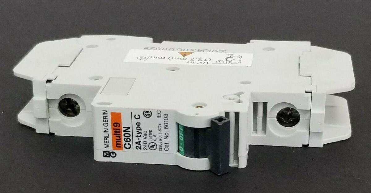 Used MERLIN GERIN CAT. NO. 60103 MULTI9 CIRCUIT BREAKER C60N 2A-TYPE C 240VAC