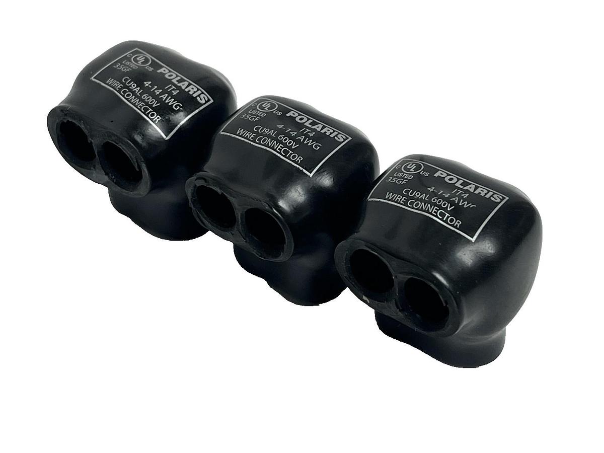Used Lot of 3 Polaris IT-4 Insulated Tap Connector 4-14 AWG CU9AL 600V