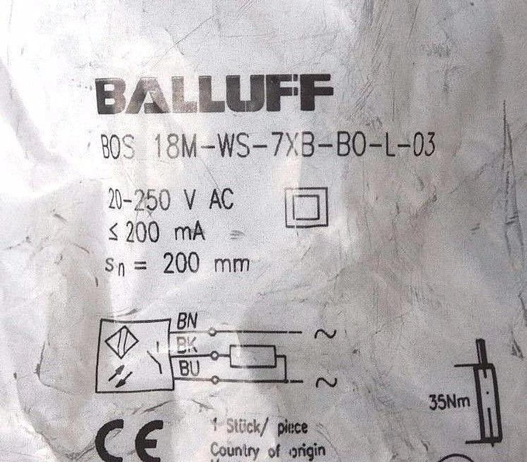 Used NIB BALLUFF BOS 18M-WS-7XB-BO-L-03 SENSOR BOS18MWS7XBBOL03 , 147025