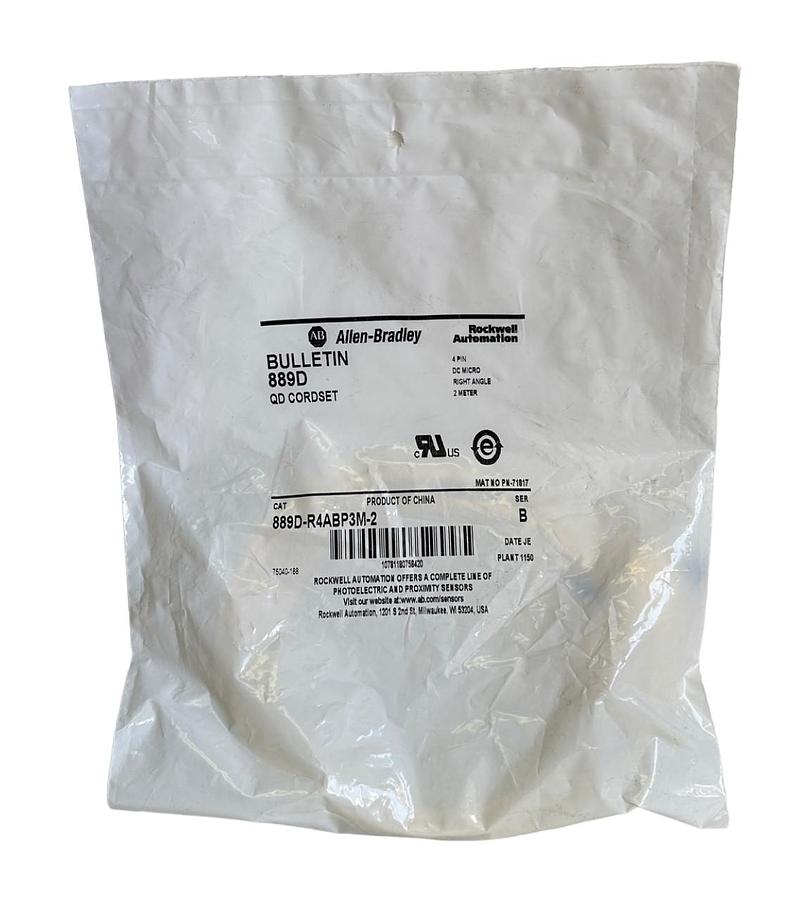 Used NEW ALLEN BRADLEY 889D-R4ABP3M-2 /B 4-PIN QD CORDSET DC MICRO 2M 889DR4ABP3M2