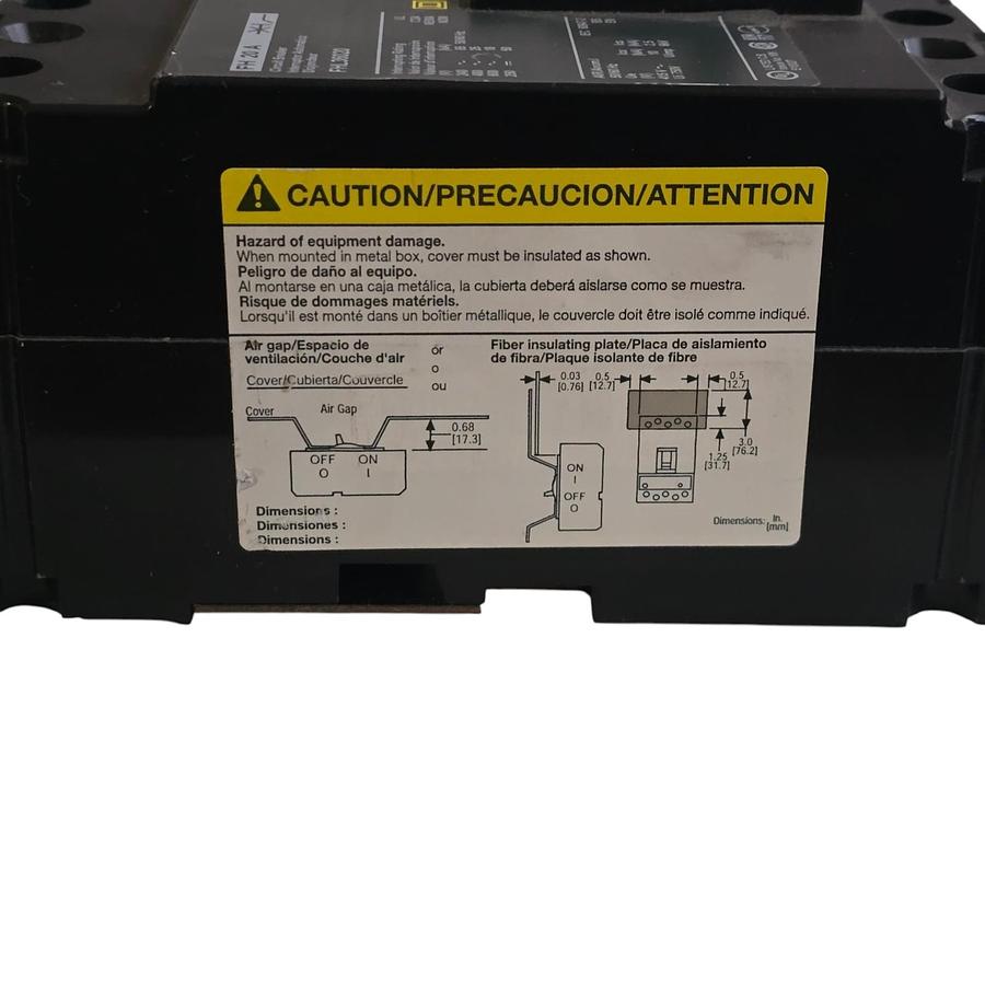 Used Square D FHL36020 Molded Case Circuit Breaker | 20A 3-Pole 600V F-Frame NSNP