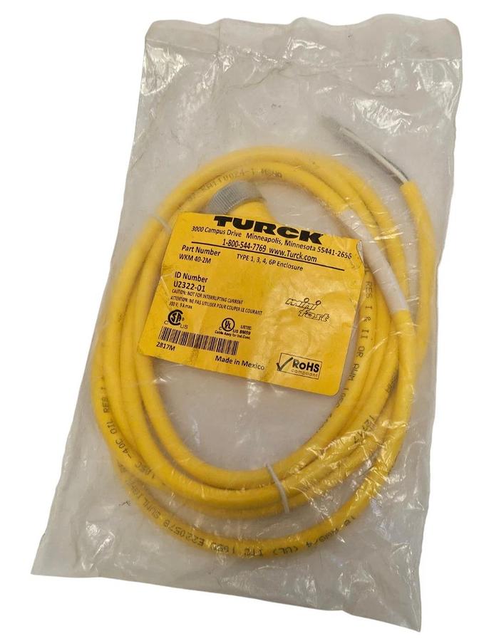 Used NEW TURCK WKM 40-2M ID NUMBER U2322-01 CORDSET 4-PIN 2M