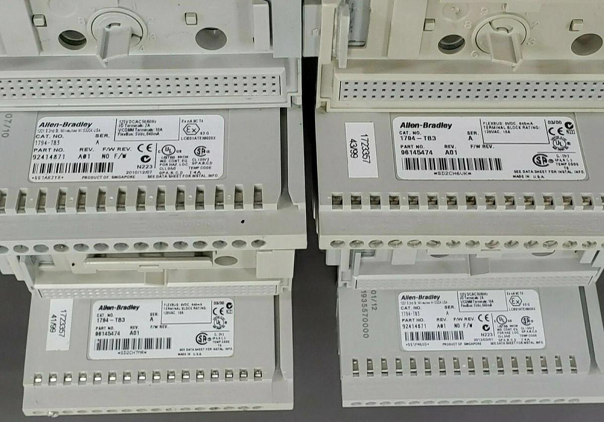 Used LOT OF 4 ALLEN BRADLEY 1794-TB3 TERMINAL BASES 1794TB3 SER. A REV. A01