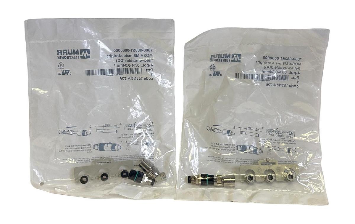 2 NEW MURR 7000-08351-0000000 / 7000083510000000 MOSA M8 4-POL CONNECTOR IDC