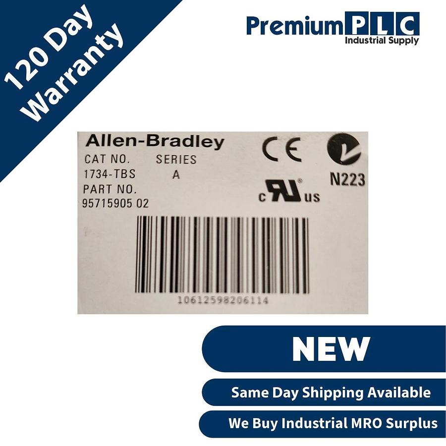 Used ALLEN BRADLEY 1734-TBS /A POINT I/O TERMINAL BASE TWO PIECE,8 SPRING-CLAMP TERM.