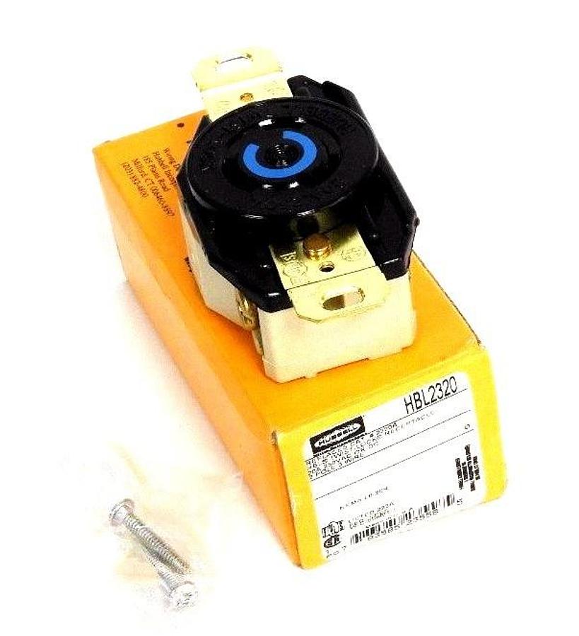 Used NIB HUBBELL HBL2320 TWIST LOCK RECEPTACLE 20A, 250VAC/DC, 2POLE, 3WIRE