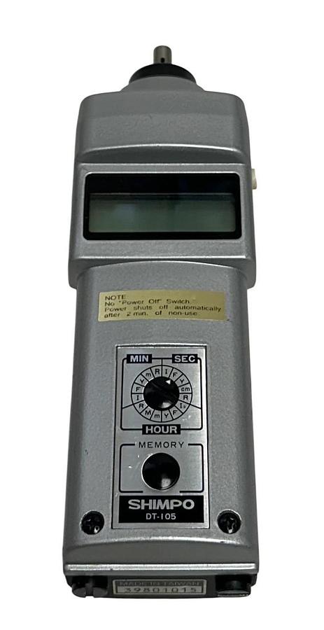 Used SHIMPO DT-105 / DT105 HANDHELD DIGITAL TACHOMETER TOOL ONLY MIN/SEC USNP