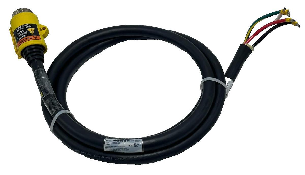 Used TURCK GSDM 40-3M PowerFast Cordset 3 Meter 4-Pin 1-3/8" D-Size Male Connector