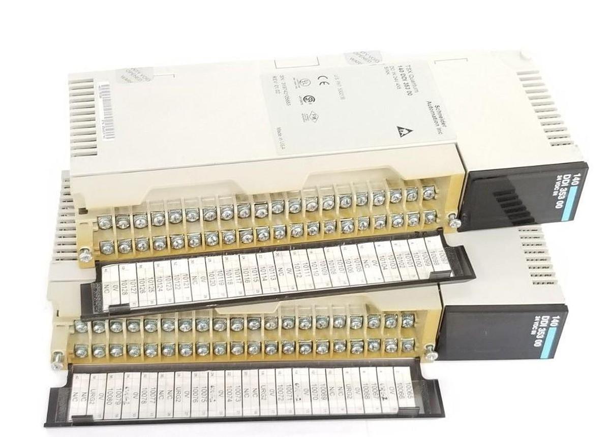 Used LOT OF 2 SCHNEIDER AUTOMATION 140 DDI 353 00 REV. 01.02 INPUT MODULES 140DDI353