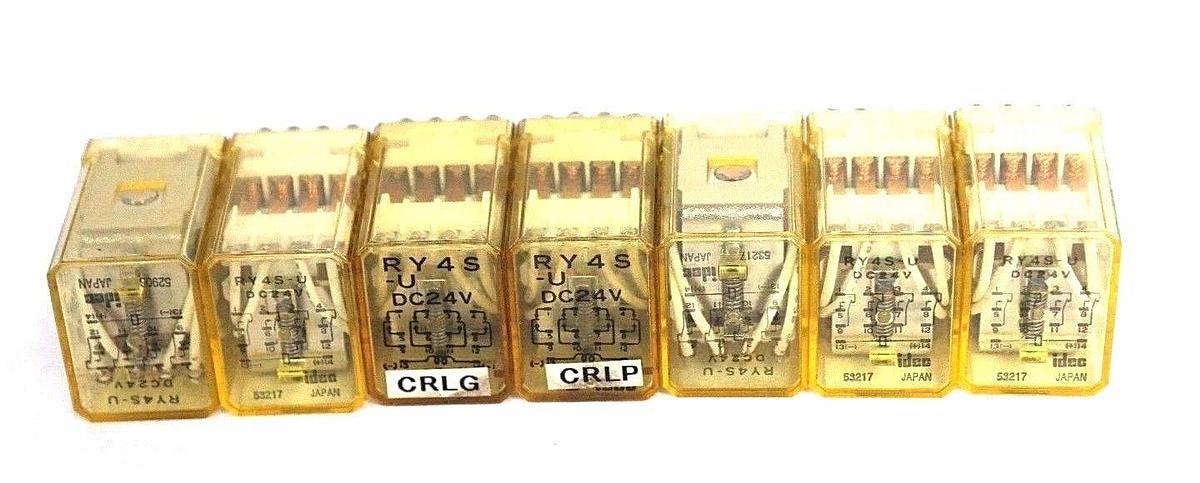 Used LOT OF 7 IDEC RY4S-U-DC24V RELAYS RY4SUDC24V