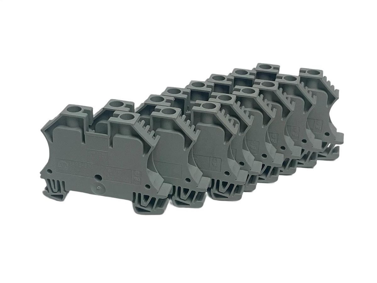 Lot of 8 Allen Bradley 1492-J10 Terminal Blocks - Single Level Feed-Through 10mm