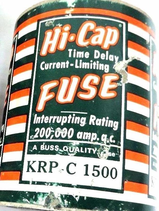Used LOT OF 2 BUSSMANN KRP-C 1500 HI-CAP TIME DELAY FUSES 600V, KRPC1500