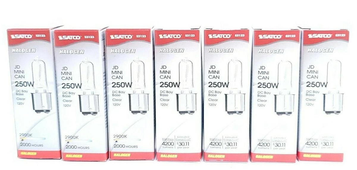 Used LOT OF 7 NEW SATCO S3123 LAMPS 250 WATT DC. BAY BASE-BA15D 120V
